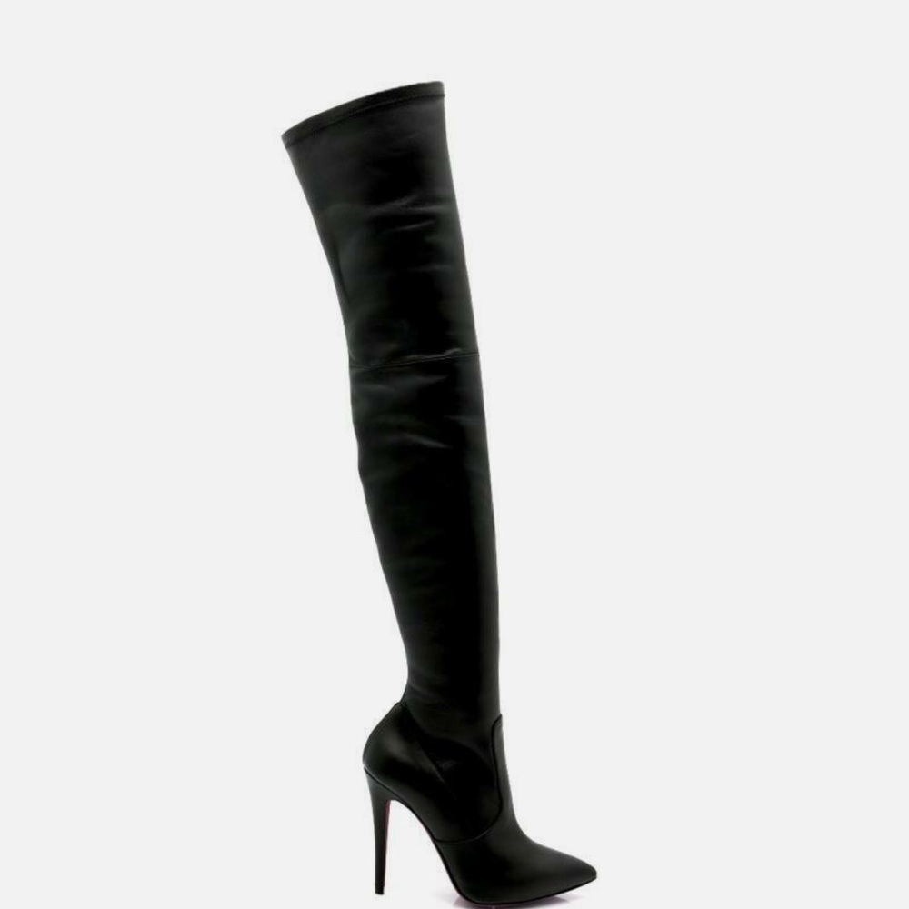 AMANDA GREGORY Lamb Leather Black Over-the-Knee Stiletto Boots Sz 38